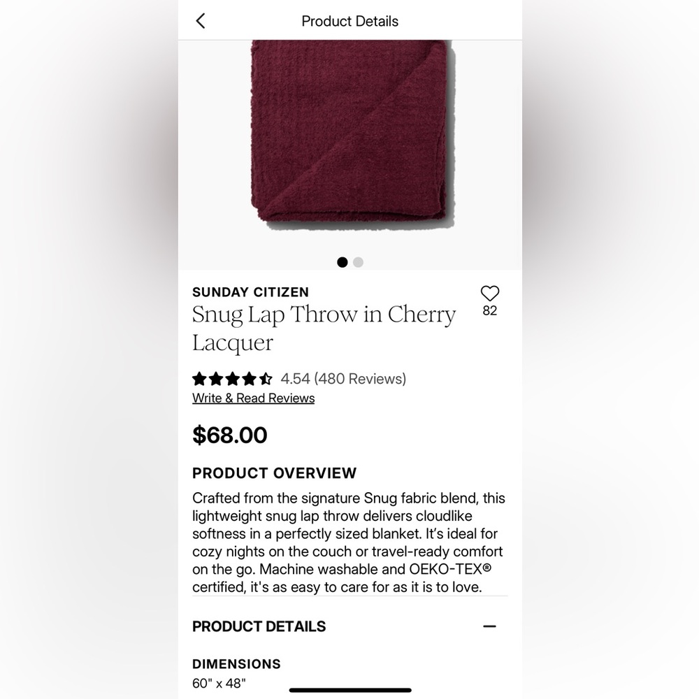 Sunday Citizen Snug Lap Throw in Cherry Lacquer